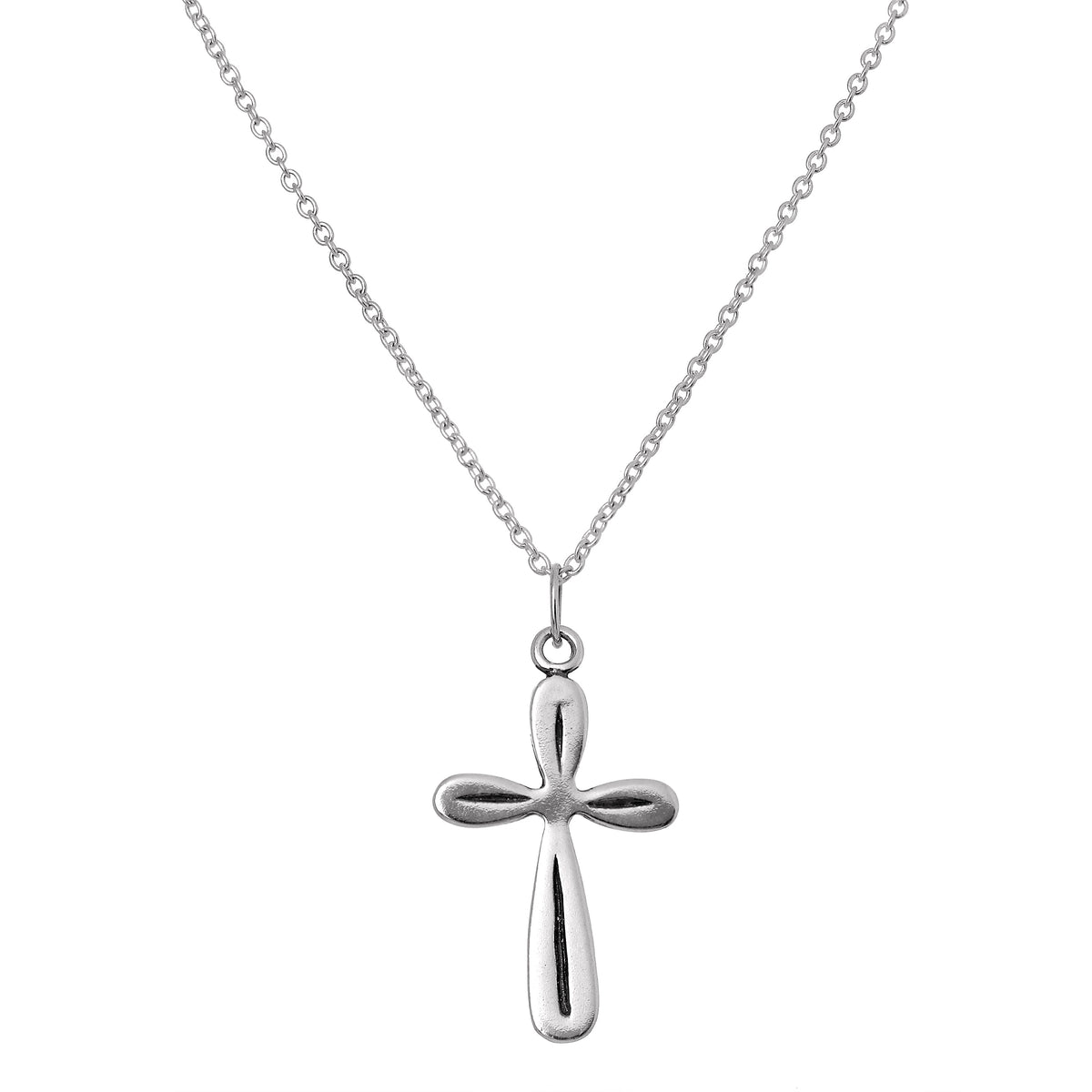Collier avec pendentif croix arrondie en argent sterling de 40 à 55 cm
