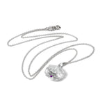 Collier en argent sterling avec coquille d'huître et pierre de naissance violette en cristal CZ
