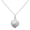 Collier en argent sterling avec coquille d'huître et pierre de naissance en cristal CZ et rubis