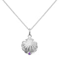 Collier en argent sterling avec coquille d'huître et pierre de naissance en cristal CZ améthyste