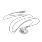 Collier en argent sterling avec coquillage d'huître et pierre de naissance péridot en cristal CZ