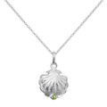 Collier en argent sterling avec coquillage d'huître et pierre de naissance péridot en cristal CZ