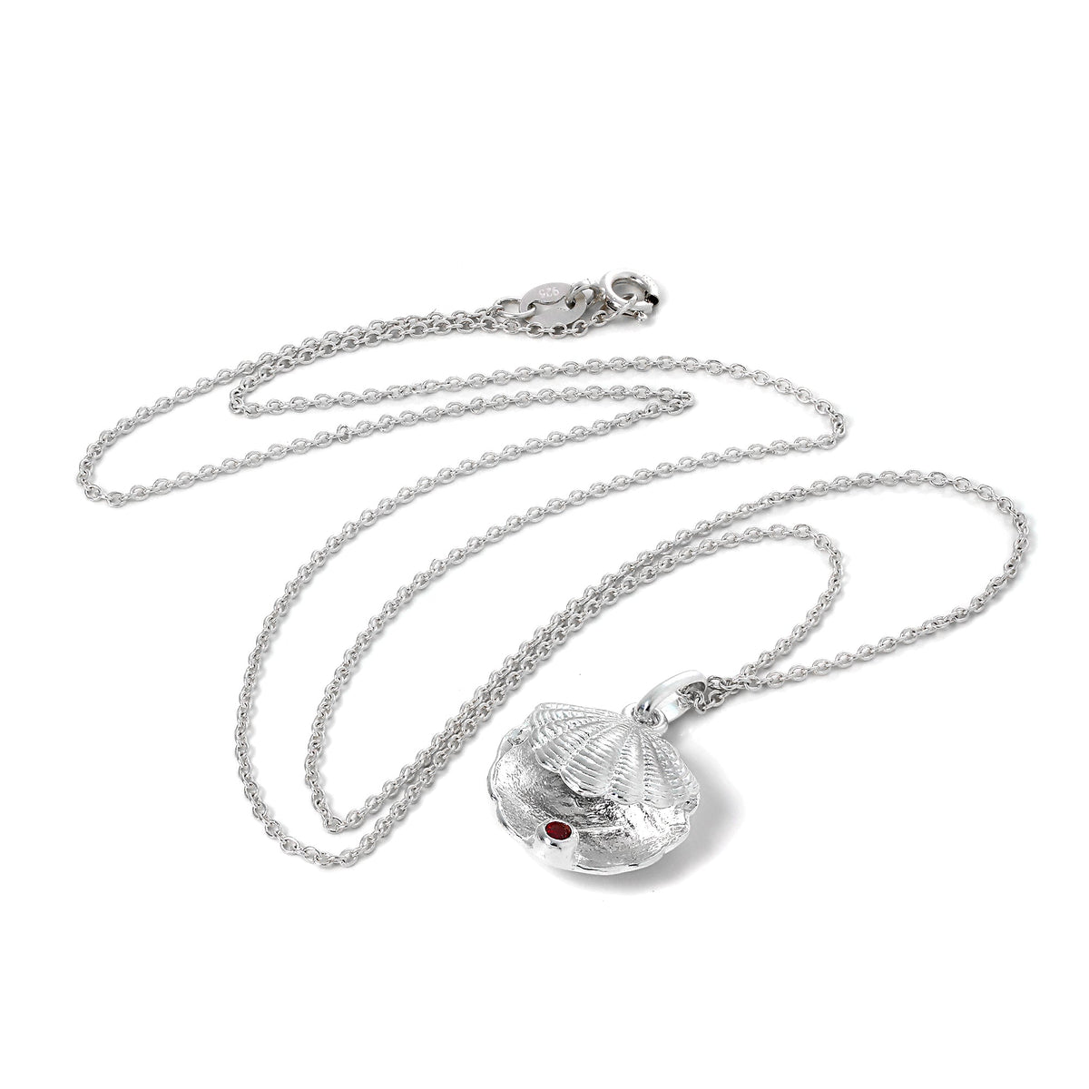 Collier en argent sterling avec coquille d'huître et pierre de naissance en cristal CZ Siam