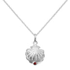 Collier en argent sterling avec coquille d'huître et pierre de naissance en cristal CZ Siam