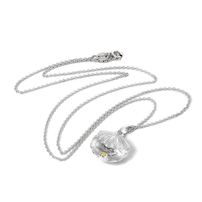 Collier en argent sterling avec coquillage d'huître et pierre de naissance en cristal de citrine CZ
