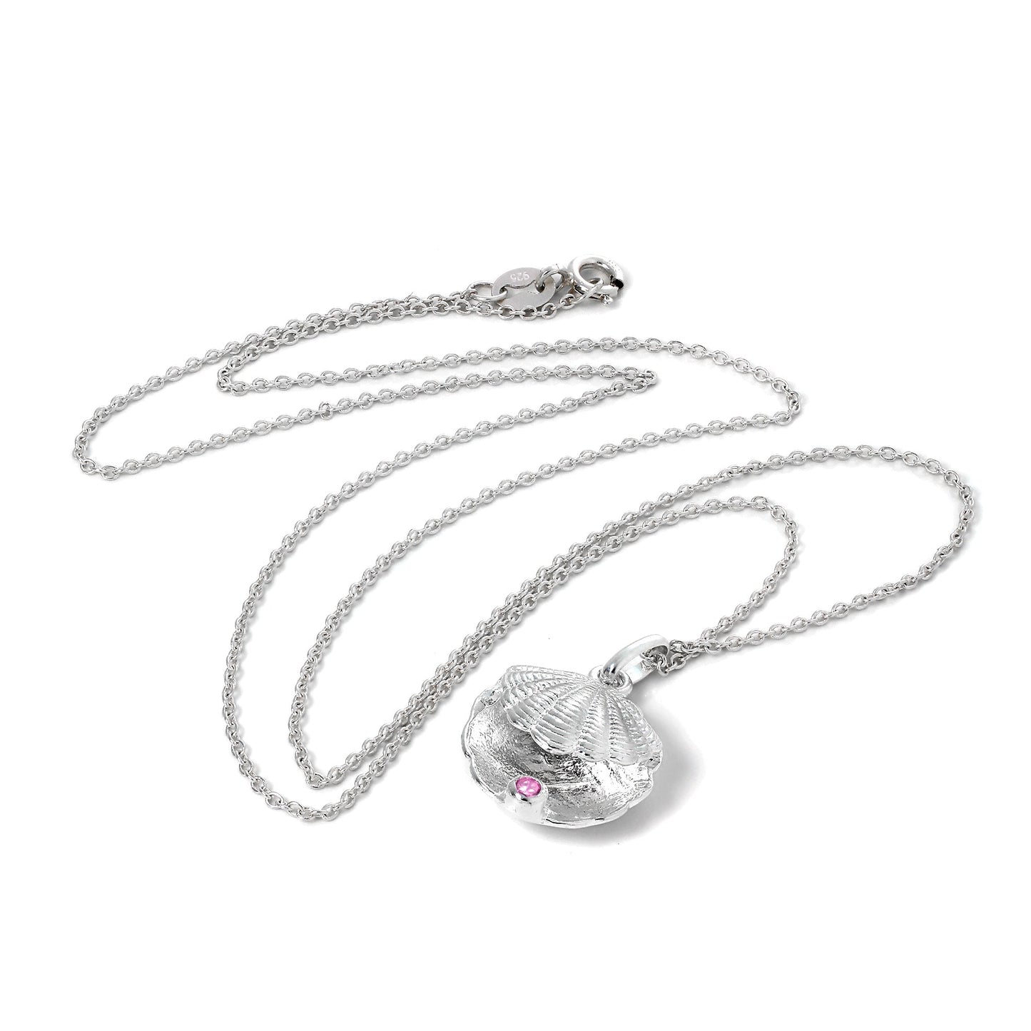 Collier en argent sterling avec coquille d'huître et tourmaline en cristal CZ