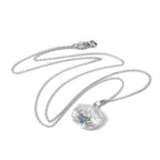 Collier en argent sterling avec pierre de naissance en forme de coquille d'huître et cristal CZ bleu zircon