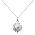 Collier en argent sterling avec pierre de naissance en forme de coquille d'huître et cristal CZ bleu zircon
