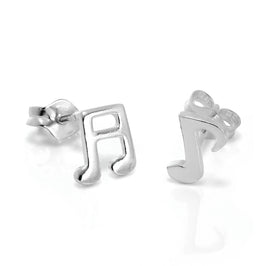 Boucles d'oreilles à tige en argent sterling avec notes de musique