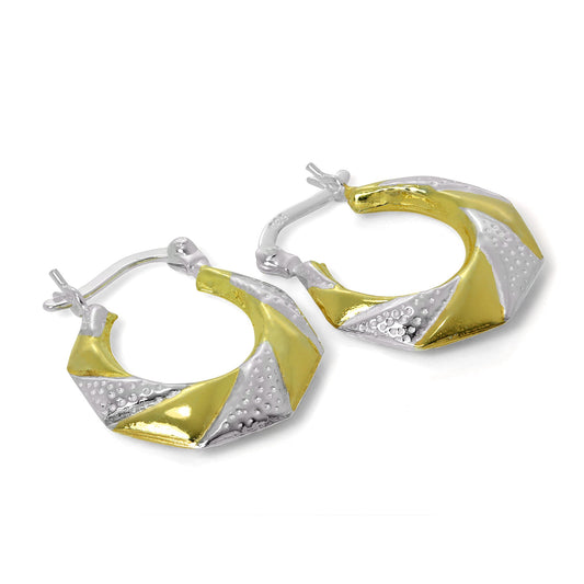 Boucles d'oreilles créoles torsadées en argent sterling plaqué or de 16 mm