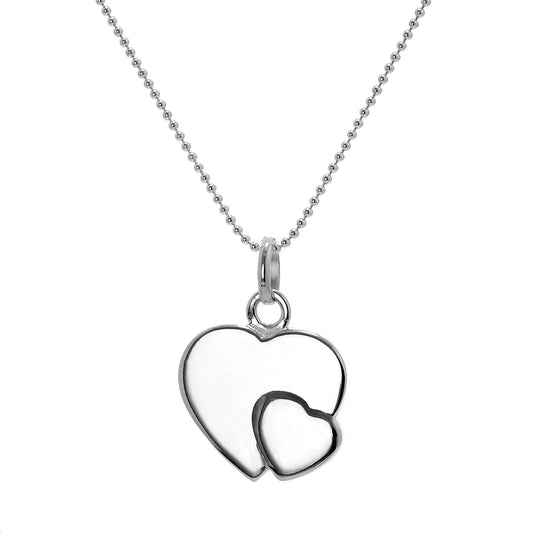 Pendentif gravable en argent sterling avec double cœur