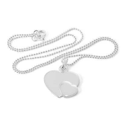 Pendentif gravable en argent sterling avec double cœur