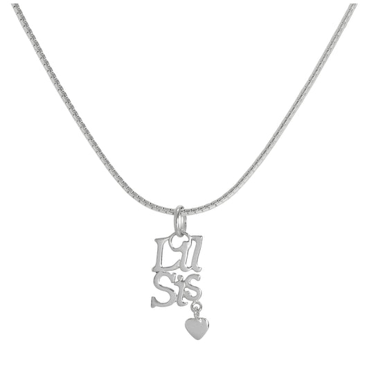 Pendentif Petite Sœur en argent sterling avec cœur sur chaîne de 40 à 61 cm