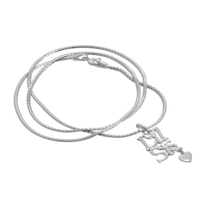 Pendentif Petite Sœur en argent sterling avec cœur sur chaîne de 40 à 61 cm