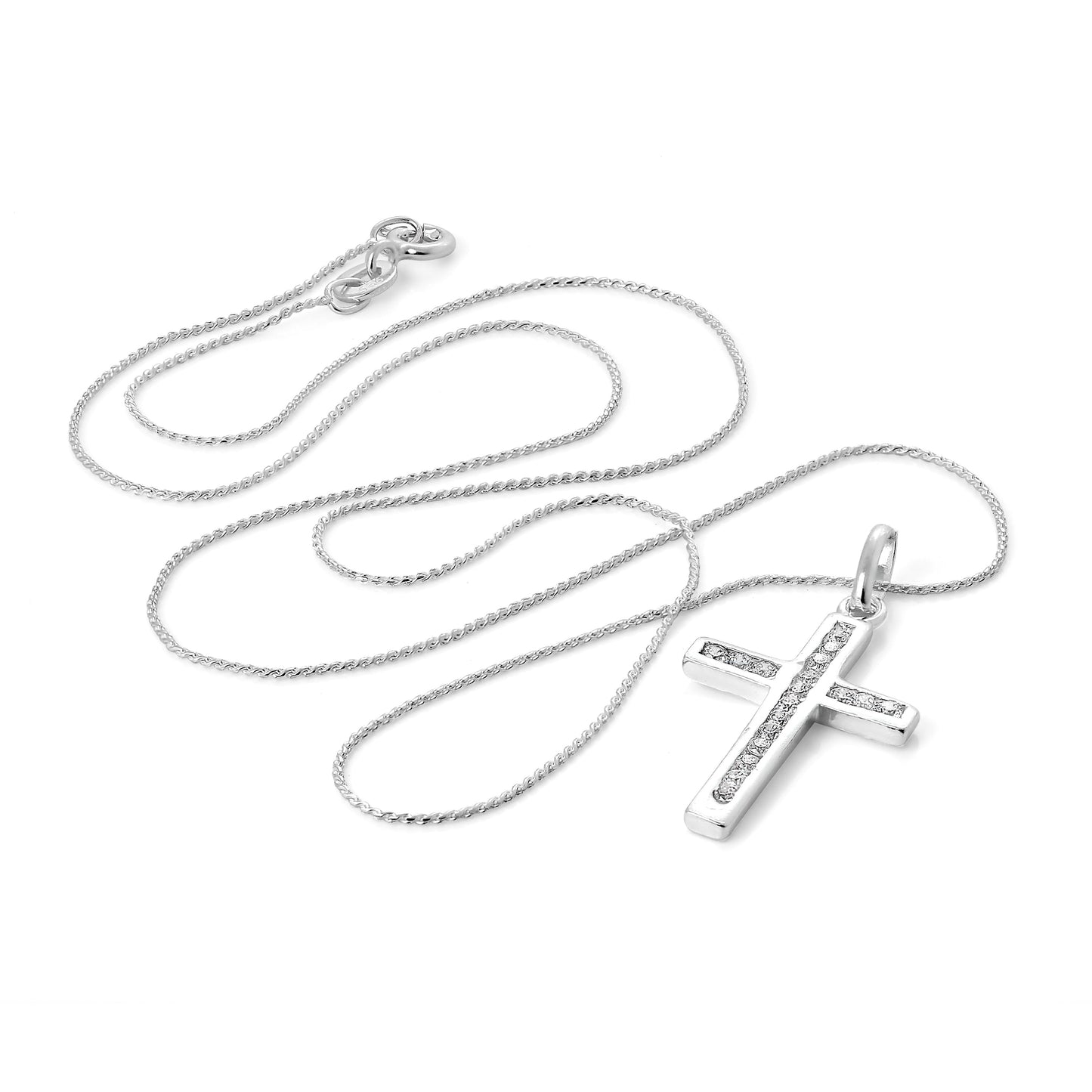 Collier avec pendentif croix en argent sterling et cristal CZ de 40 à 55 cm