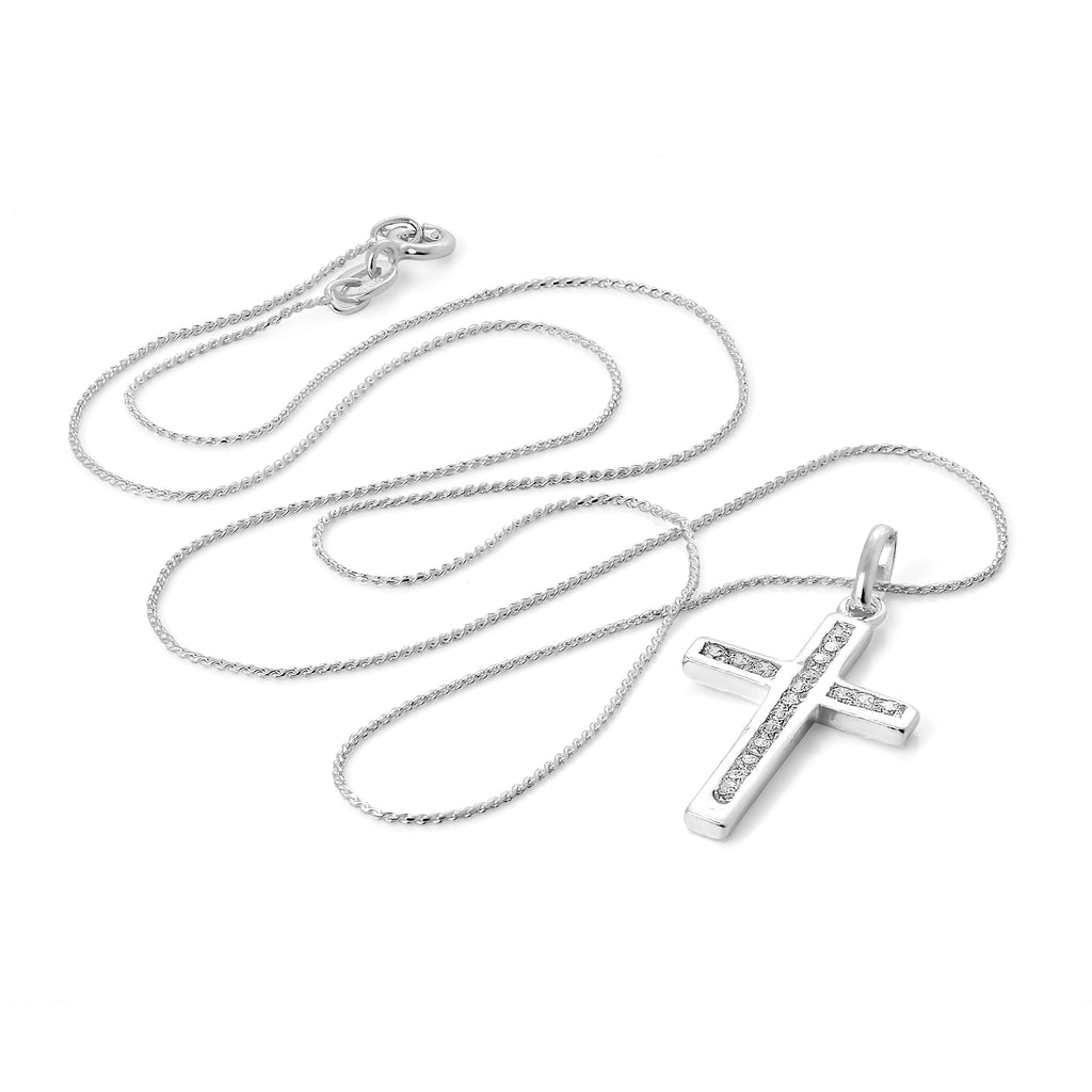 Collier avec pendentif croix en argent sterling et cristal CZ de 40 à 55 cm