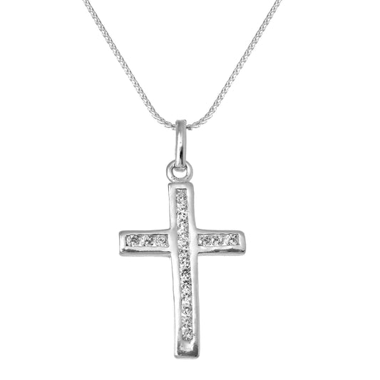 Collier avec pendentif croix en argent sterling et cristal CZ de 40 à 55 cm