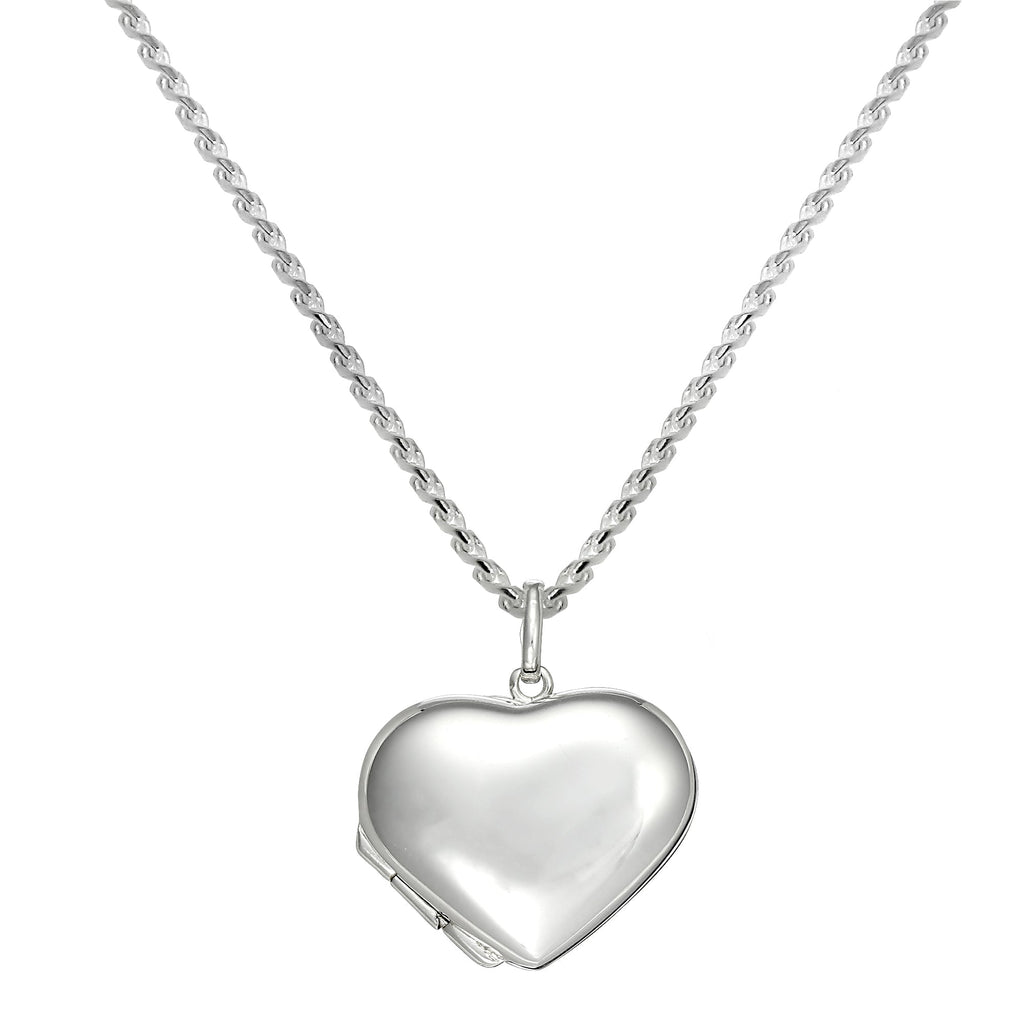 Grand collier pendentif médaillon en argent sterling en forme de cœur gonflé de 40 à 55 cm