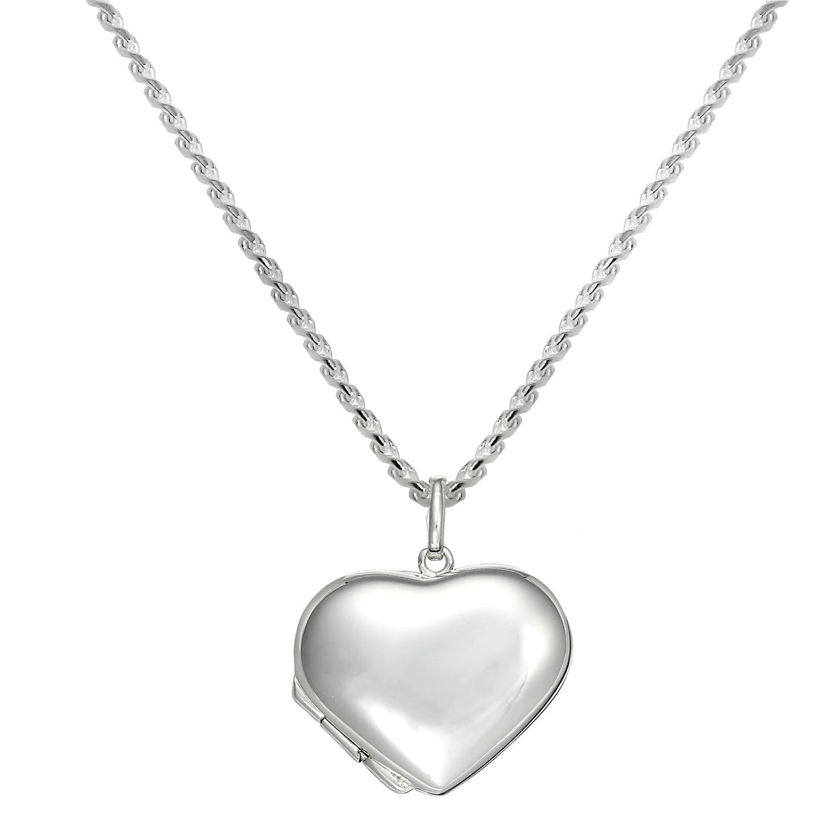 Grand collier pendentif médaillon en argent sterling en forme de cœur gonflé de 40 à 55 cm