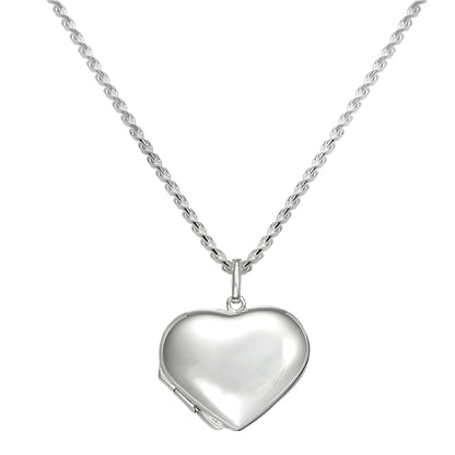 Grand collier pendentif médaillon en argent sterling en forme de cœur gonflé de 40 à 55 cm