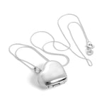 Grand collier pendentif médaillon en argent sterling en forme de cœur gonflé de 40 à 55 cm