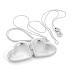 Grand collier pendentif médaillon en argent sterling en forme de cœur gonflé de 40 à 55 cm