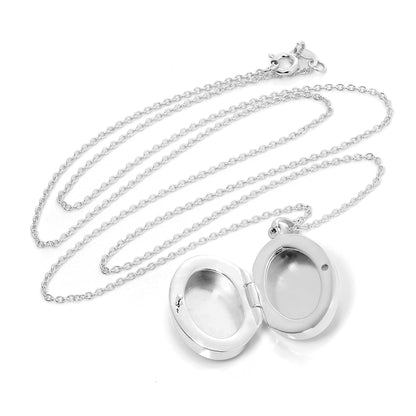 Collier médaillon ovale en argent sterling sur chaîne