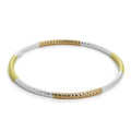 Bracelet jonc jeune fille taille diamant en argent sterling plaqué or rose et jaune
