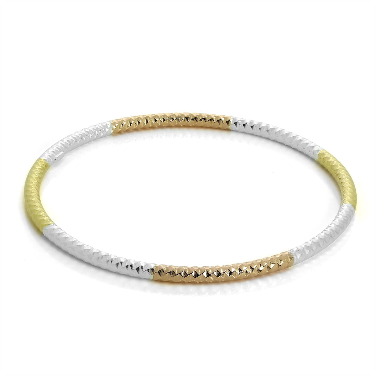 Bracelet jonc en argent sterling plaqué or mixte taille diamant Maiden