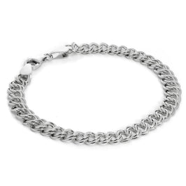 Bracelet à breloques double gourmette en argent sterling