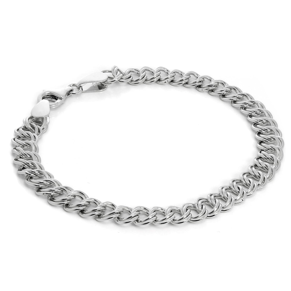 Bracelet à breloques double gourmette en argent sterling