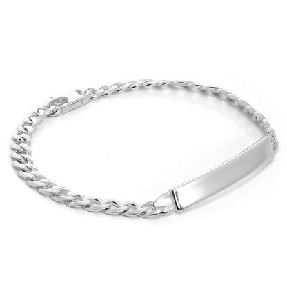 Bracelet en argent sterling avec plaque d'identification pour femme, chaîne gourmette de 6 mm