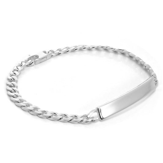 Bracelet en argent sterling avec plaque d'identification pour femme, chaîne gourmette de 6 mm