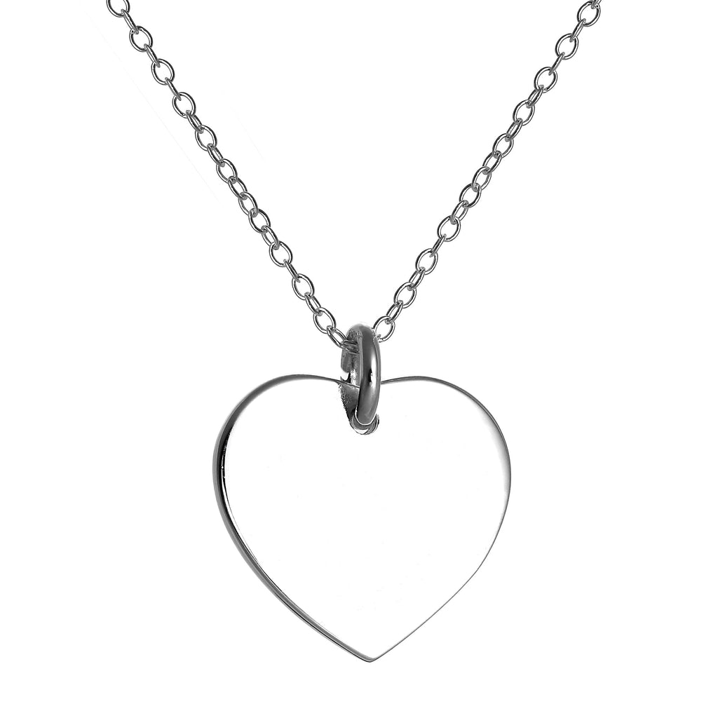 Pendentif cœur gravable en argent sterling sur chaîne de 45 cm