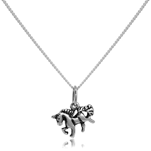 Petit pendentif licorne en argent sterling sur chaîne fine de 40 à 55 cm