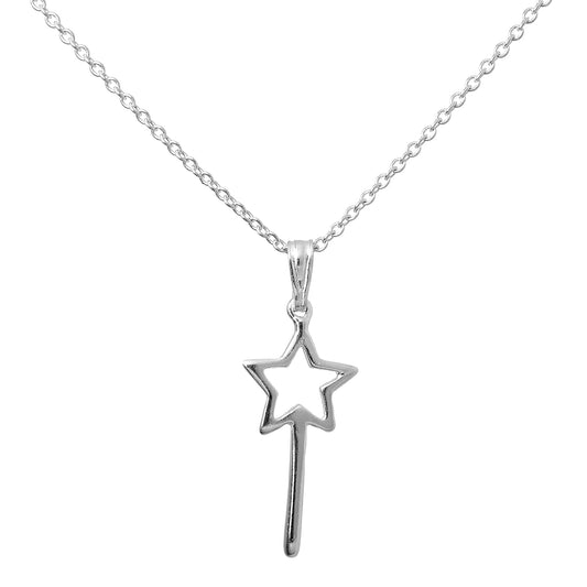 Collier pendentif baguette magique en argent sterling