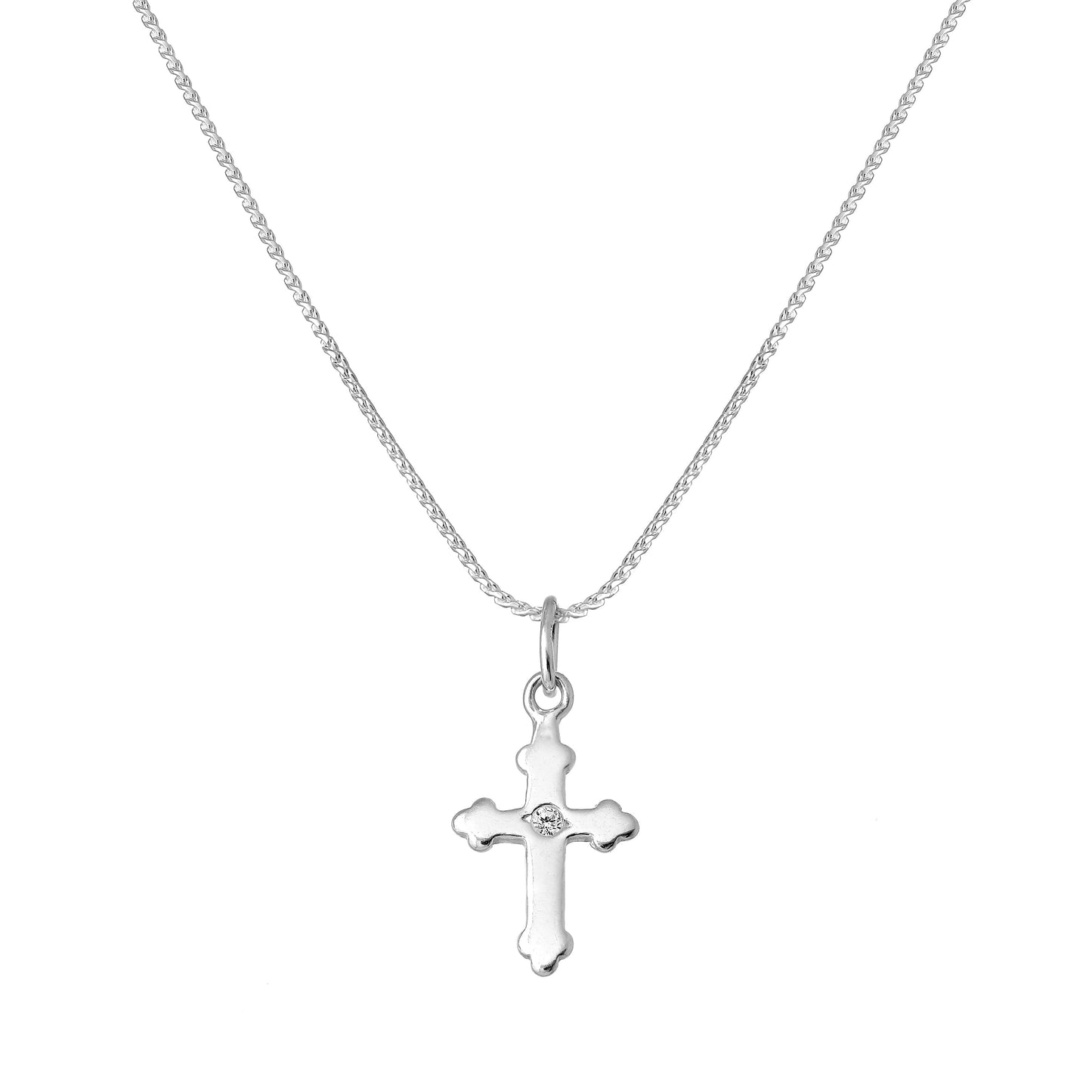 Collier pendentif croix gothique en argent sterling avec cristal CZ, 40 à 55 cm