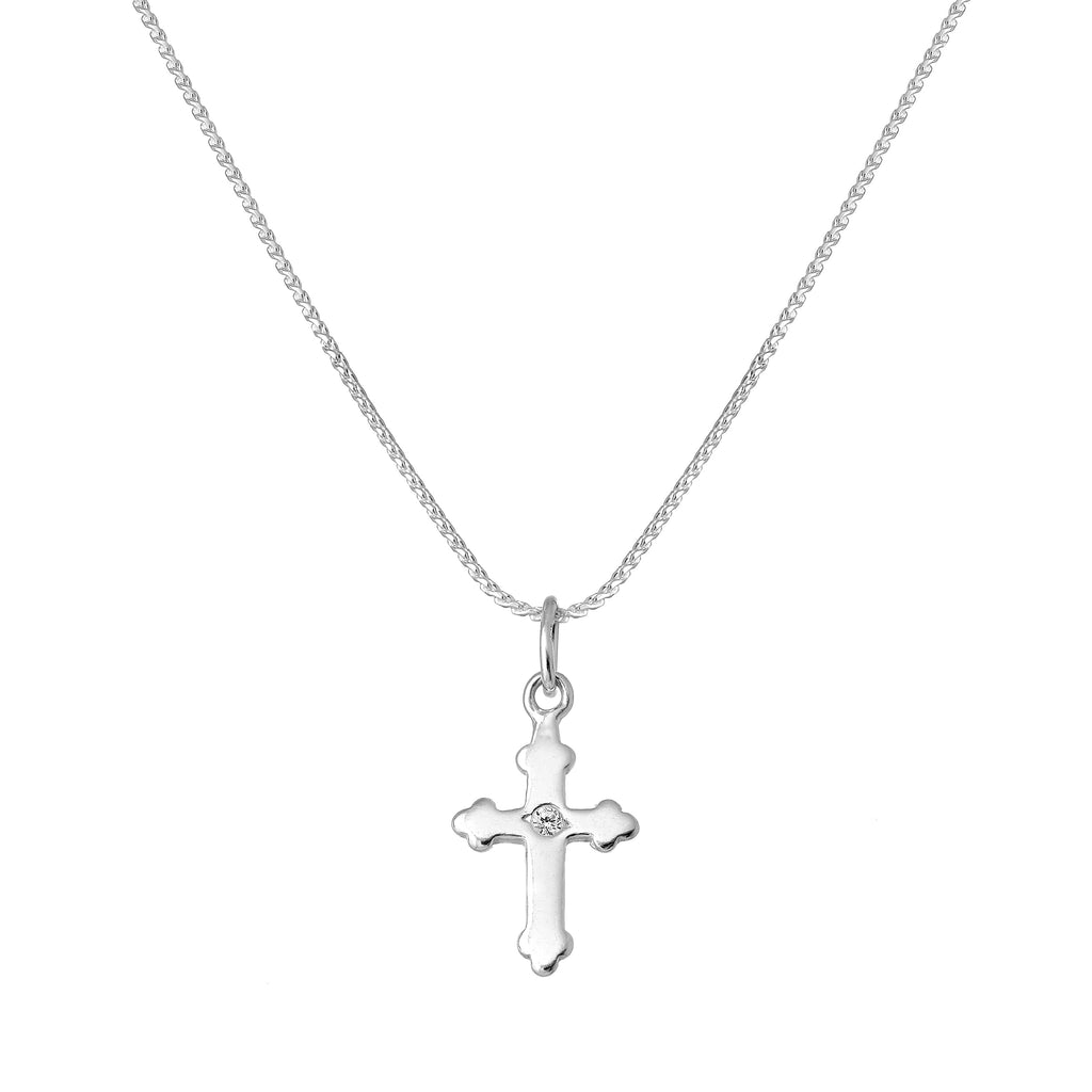 Collier pendentif petite croix gothique en argent sterling avec cristal CZ, 35 à 70 cm