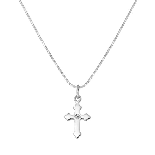 Collier pendentif croix gothique en argent sterling avec cristal CZ, 40 à 55 cm