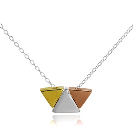 Collier trapèze en argent sterling plaqué or sur chaîne de 45 cm