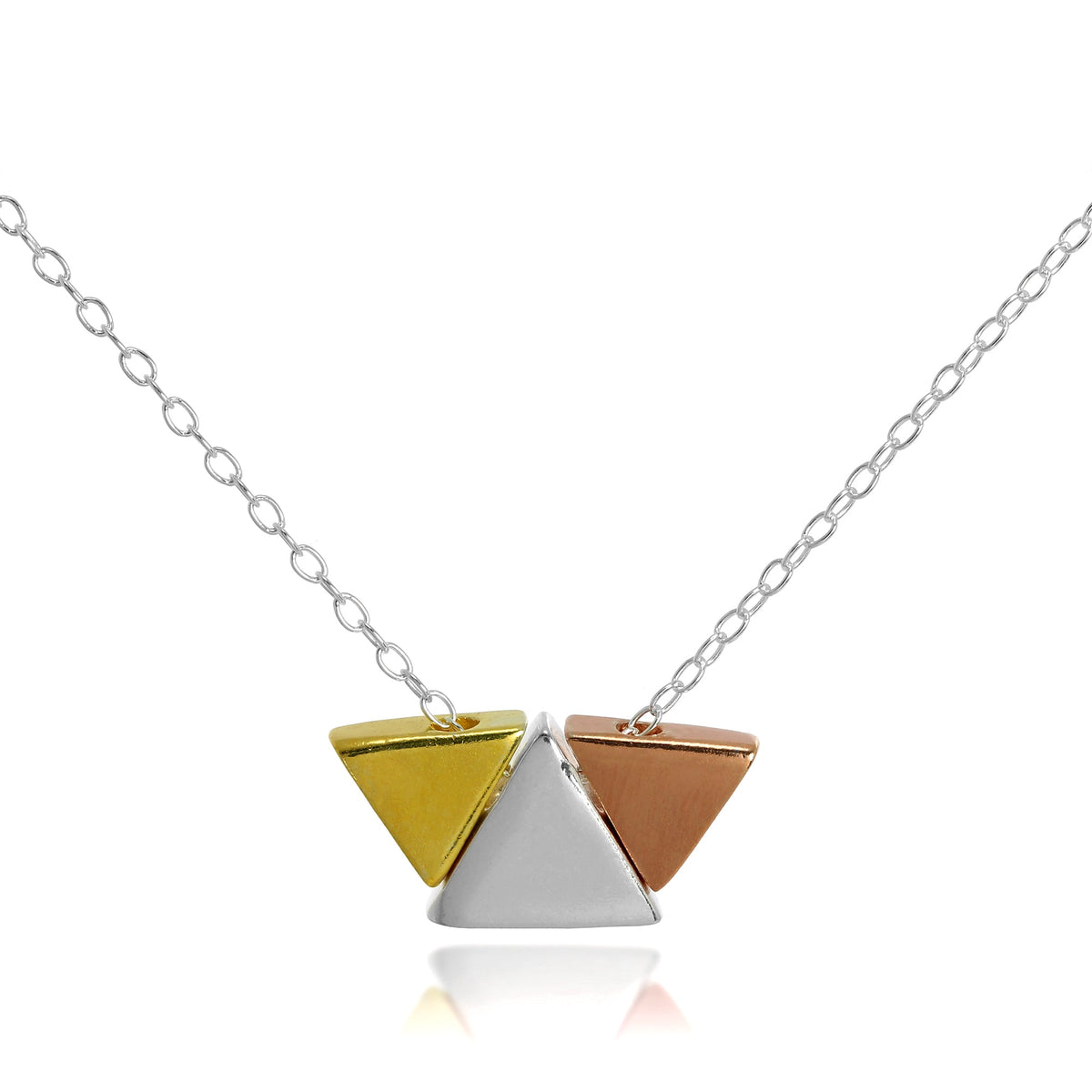 Collier trapèze en argent sterling plaqué or sur chaîne de 45 cm