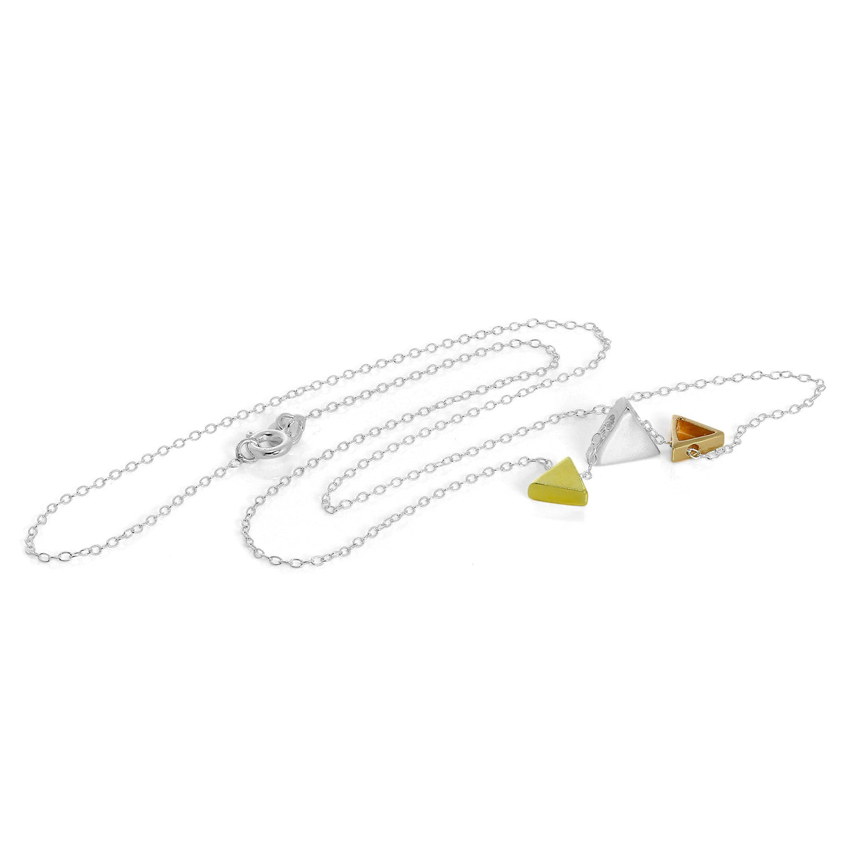 Collier trapèze en argent sterling plaqué or sur chaîne de 45 cm