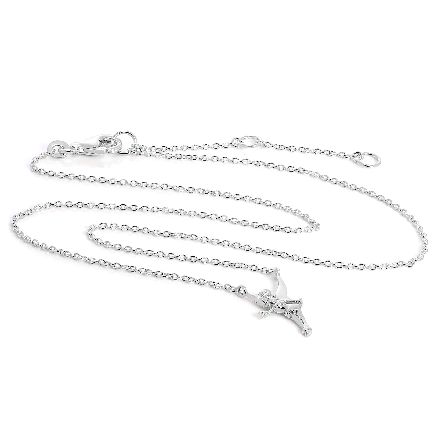 Collier Fée Clochette en argent sterling sur chaîne de 45 cm