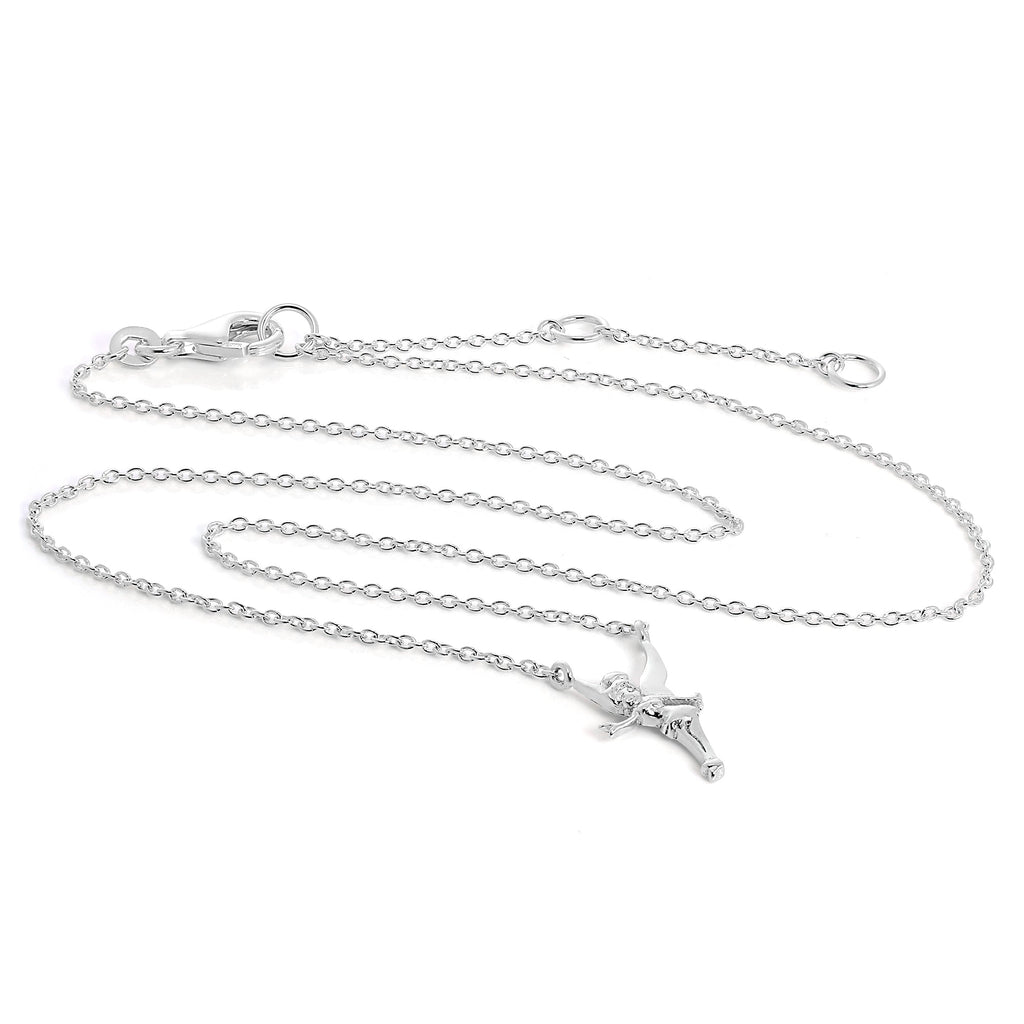 Collier Fée Clochette en argent sterling sur chaîne de 45 cm