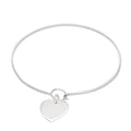 Bracelet jonc en argent sterling avec crochet et œillet et breloque cœur gravable