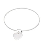 Bracelet jonc en argent sterling avec crochet et œillet et breloque cœur gravable