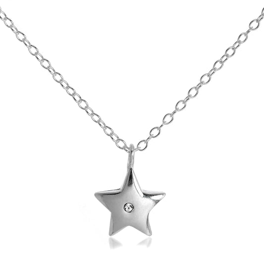 Collier avec pendentif étoile en argent sterling et cristal CZ sur chaîne de 45 cm