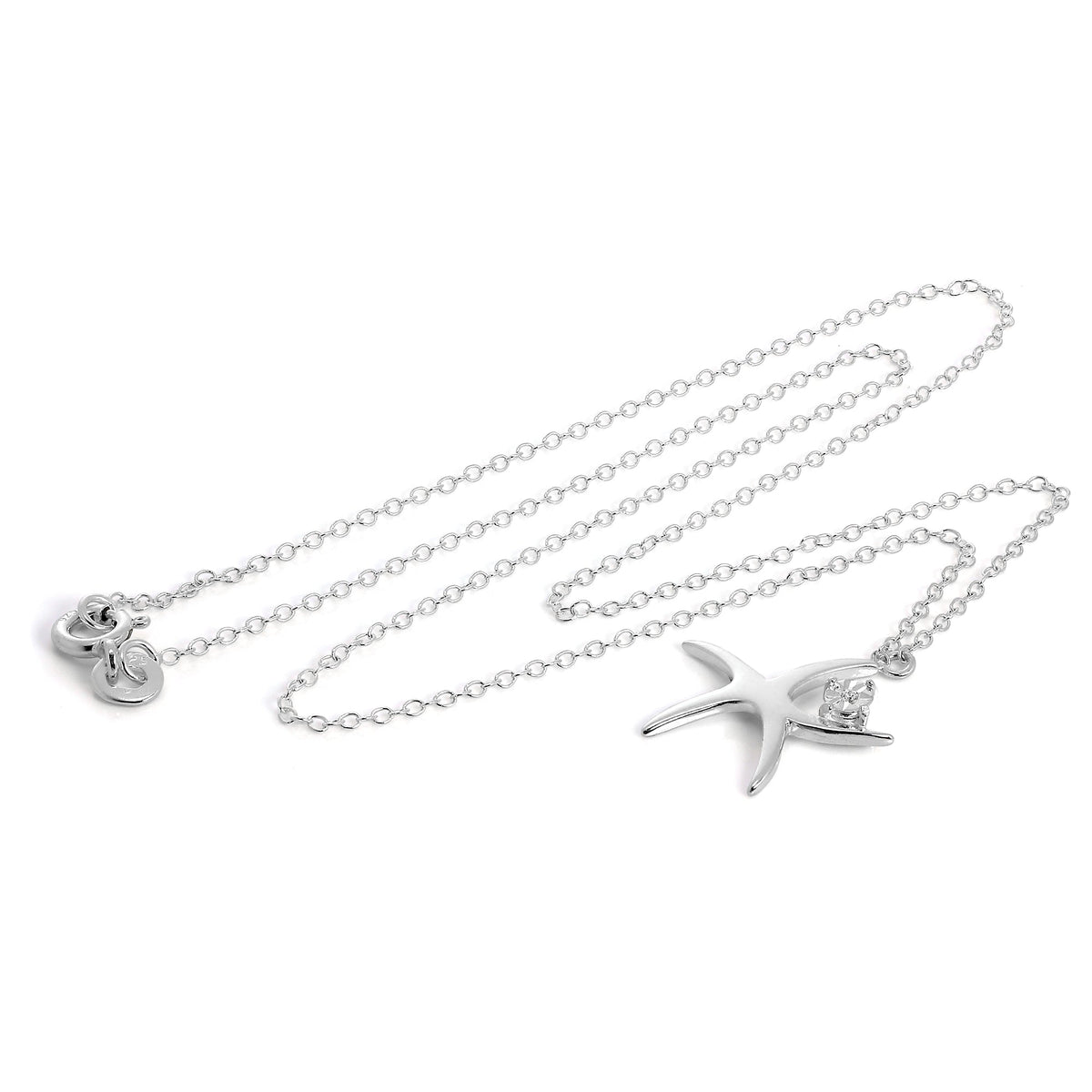 Collier pendentif étoile de mer en argent sterling avec cristal CZ sur chaîne de 40 cm