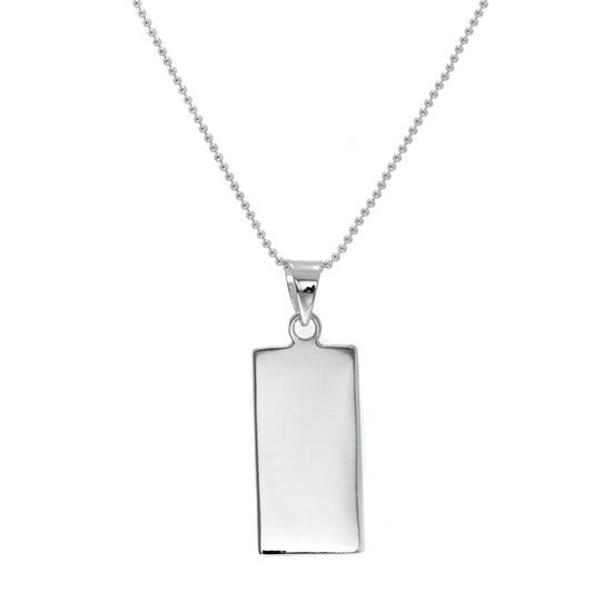 Collier pendentif rectangulaire en argent sterling gravable