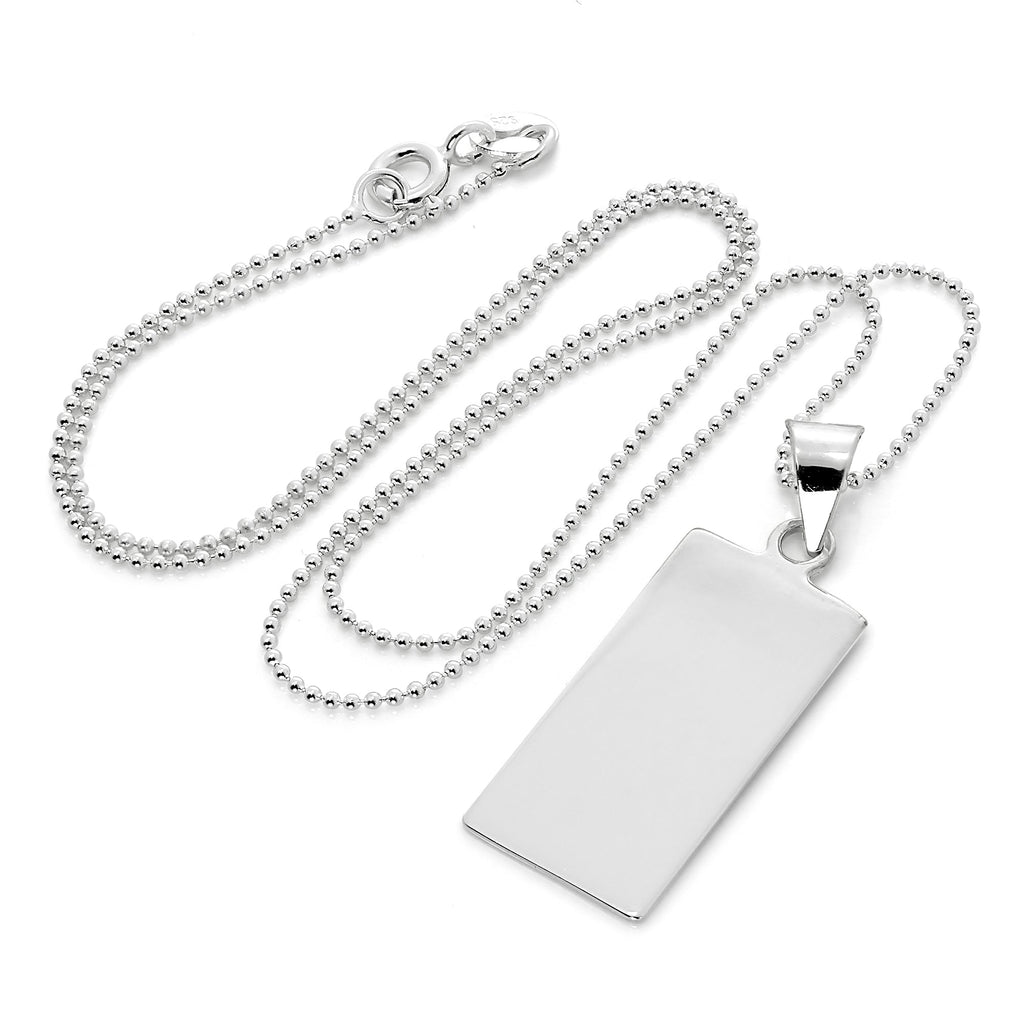 Collier pendentif rectangulaire en argent sterling gravable